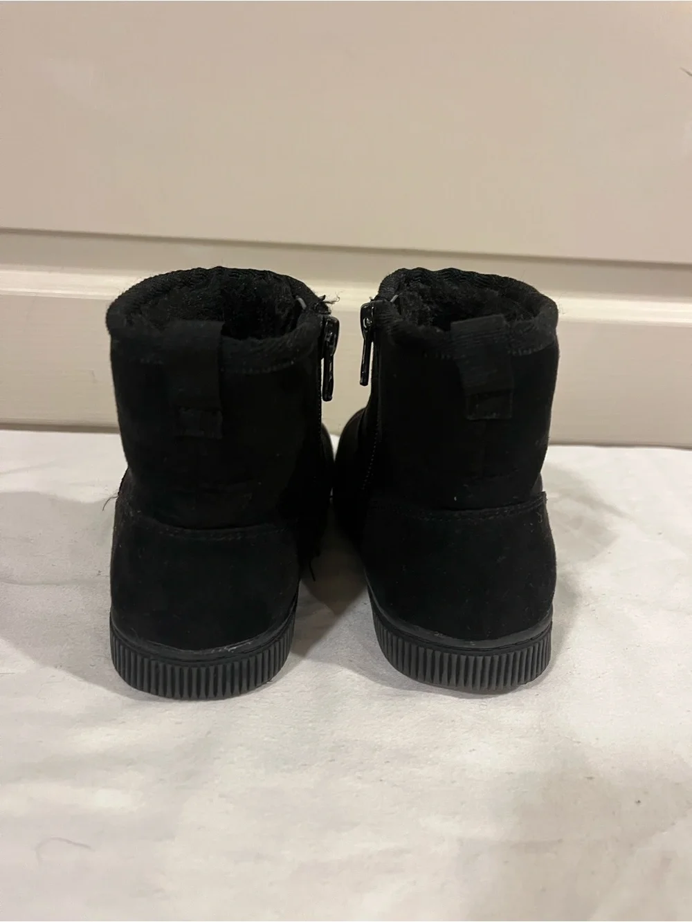 🪷 Cat & Jack Kids Black Ankle Boots - Cozy Zip-Up Winter Shoes